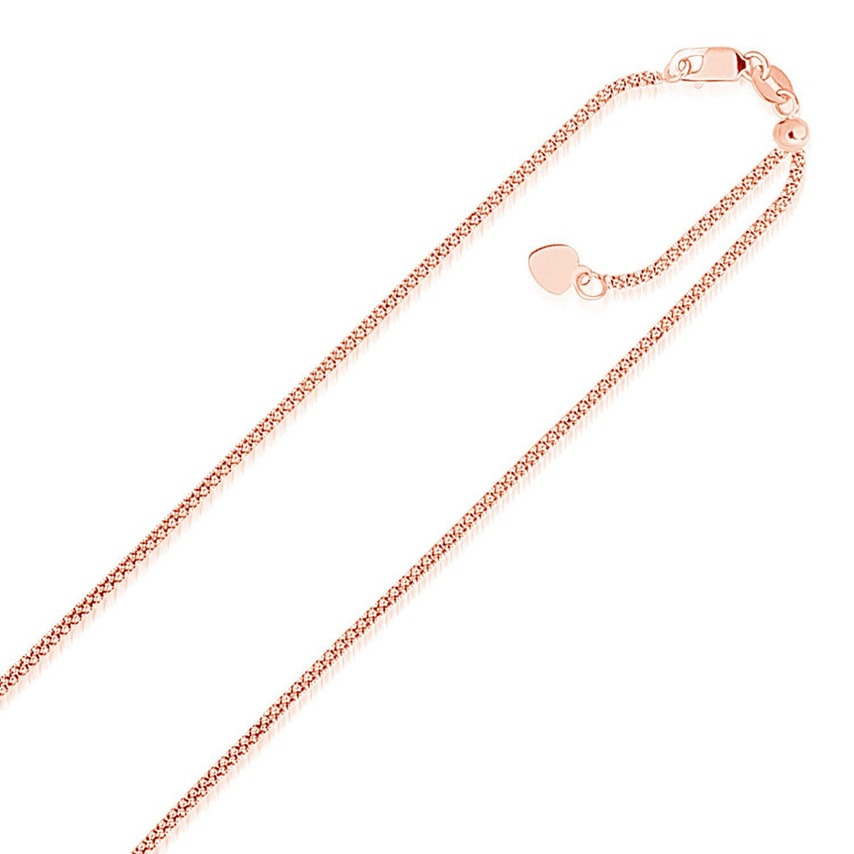 Cadena de palomitas ajustable de oro rosa de 14k y 1,3 mm