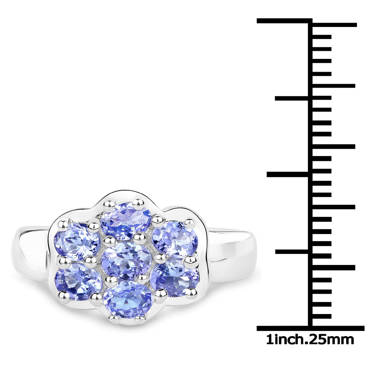 Anillo de plata de ley .925 con tanzanita genuina de 1.19 quilates