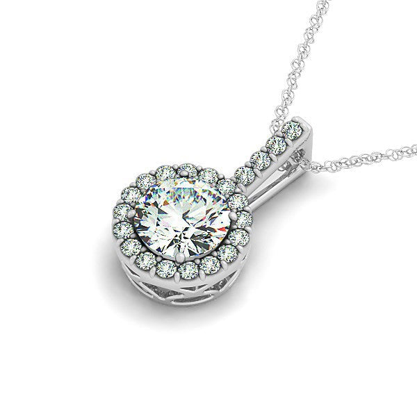 Colgante redondo estilo halo de diamantes de oro blanco de 14 quilates (5/8 quilates en total)