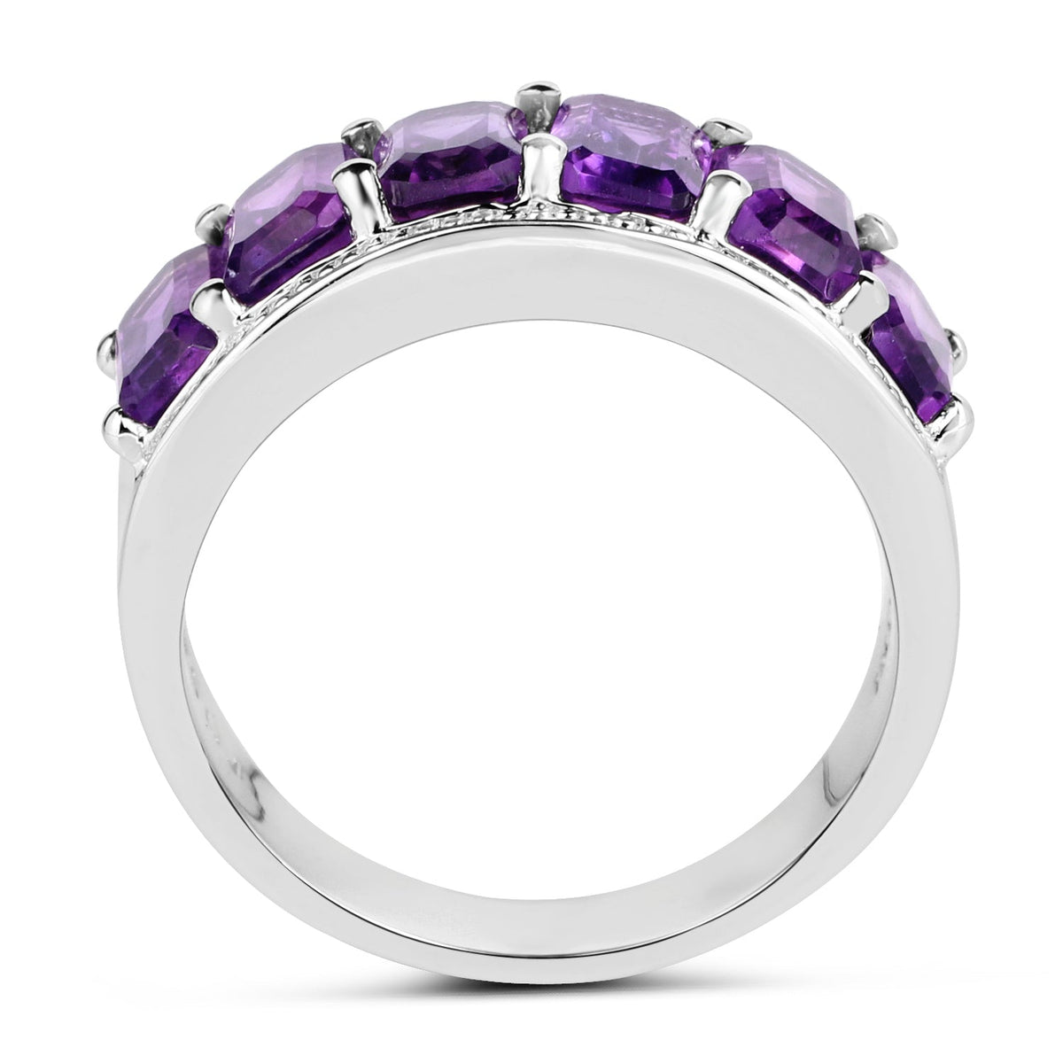 Anillo de plata esterlina .925 con amatista auténtica de 3.30 quilates