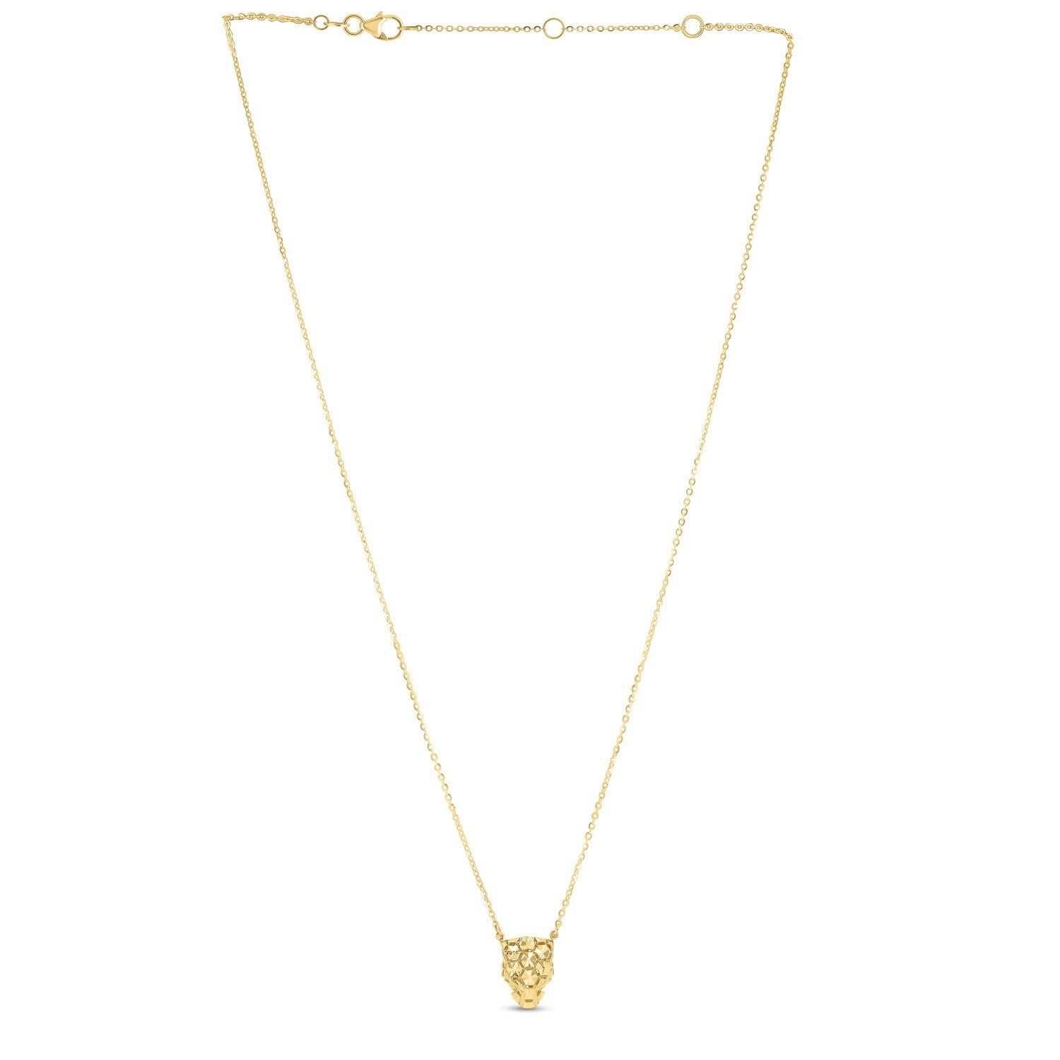 Collar de oro amarillo de 14k con cabeza de pantera