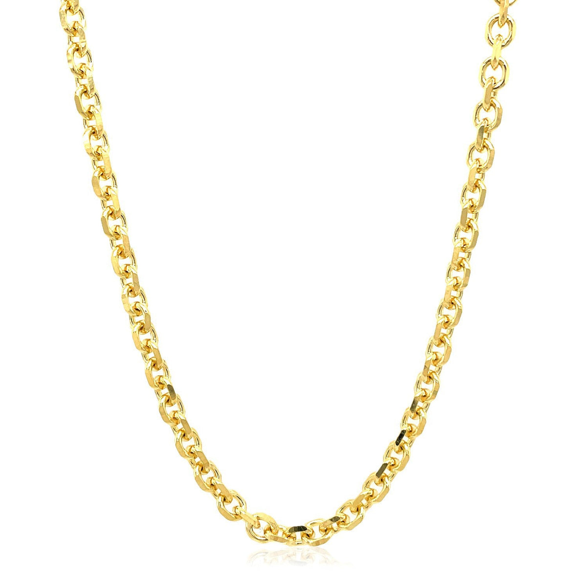 Cadena de eslabones de cable con corte de diamante de oro amarillo de 14k y 4,0 mm