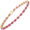 Pulsera de plata de ley .925 bañada en oro amarillo de 14 quilates con rubí relleno de cristal de 7.00 quilates