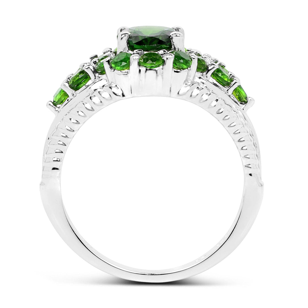 2.28 Carat Genuine Chrome Diopside .925 Sterling Silver Ring