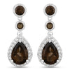7.34 Carat Genuine Smoky Quartz and White Topaz .925 Sterling Silver Earrings
