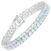 Pulsera de plata de ley .925 con topacio azul auténtico de 17.22 quilates y diamantes blancos