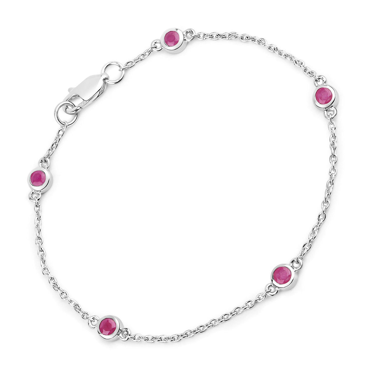 Pulsera de plata de ley .925 con rubí auténtico de 0.65 quilates