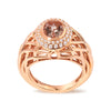 14K Rose Gold Oval Cut Light Pink Morganite and 3/8 Cttw Diamonds Halo and Basket Weave Cocktail Ring (G-H Color, SI1-SI2 Clarity) - Size 7