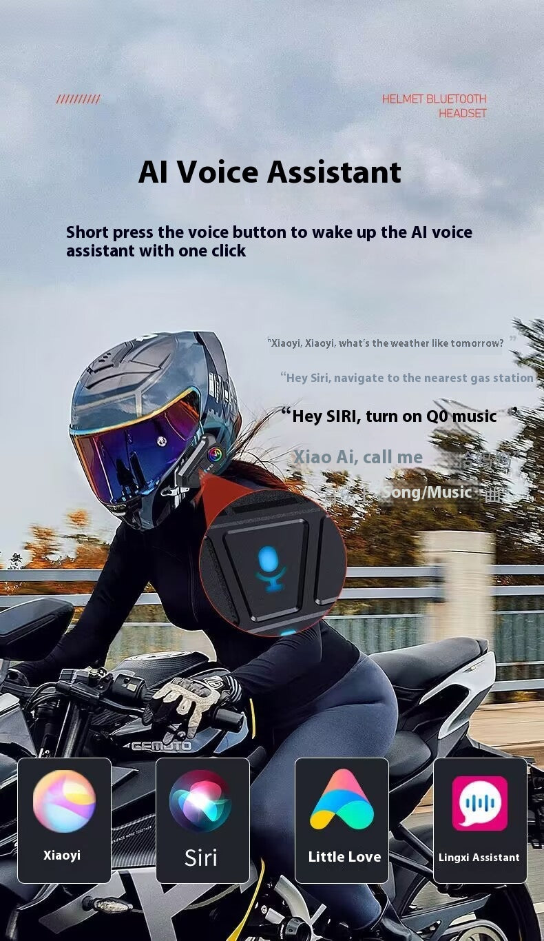 Helmet Attachable Bluetooth Headset Intercom Built-in Integrated Waterproof Motorcycle Take-out Rider Full Face Helmet Half Helmet High Sound Quality