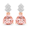 3.31 Carat Genuine Morganite and White Diamond 14K Rose Gold Earrings