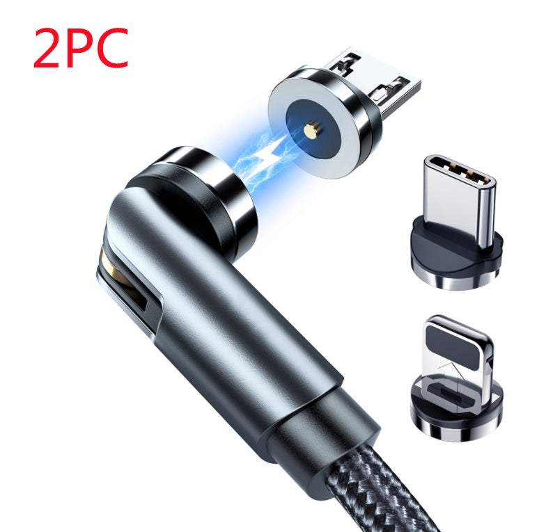 Essager 360° Magnetic Rotating Fast-Charge Cable – USB-C, Micro-USB & Lightning, LED Indicator