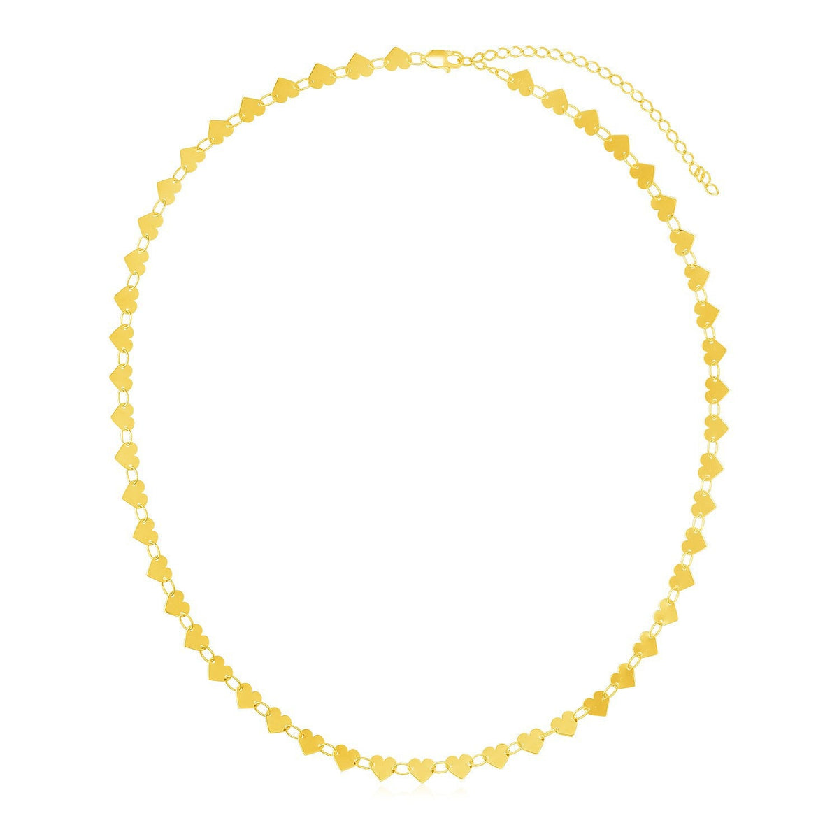 Cadena de oro amarillo de 14k con corazones espejados