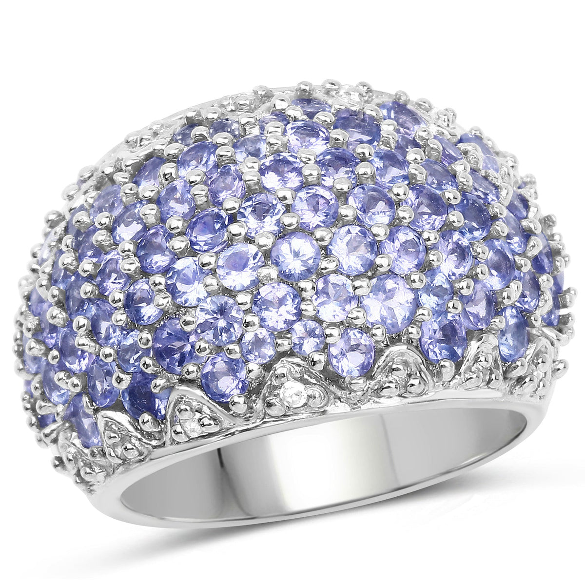 Anillo de plata de ley .925 con tanzanita genuina de 3,01 quilates y diamantes blancos