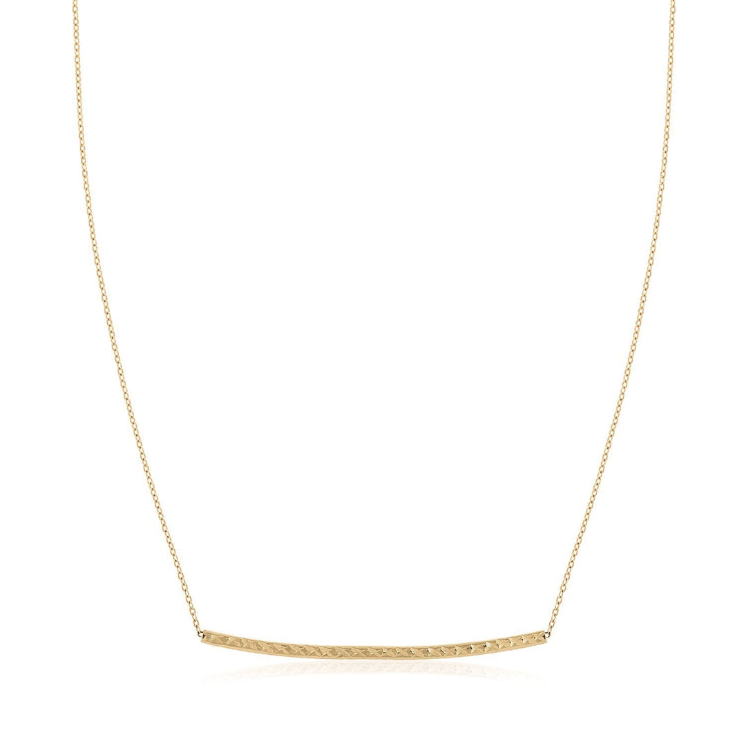 14k Yellow Gold Thin Textured Bar Necklace