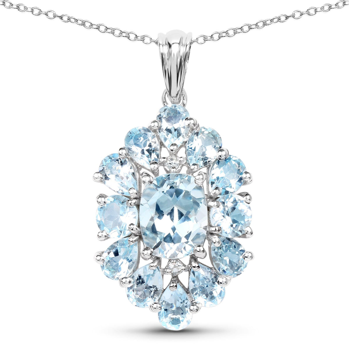 10.06 Carat Genuine Blue Topaz .925 Sterling Silver Pendant