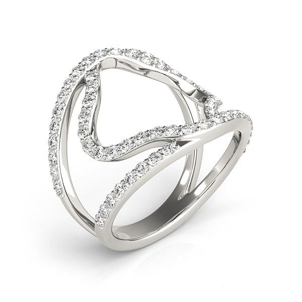 Anillo de banda doble estilo flor de diamante en oro blanco de 14k (5/8 cttw)