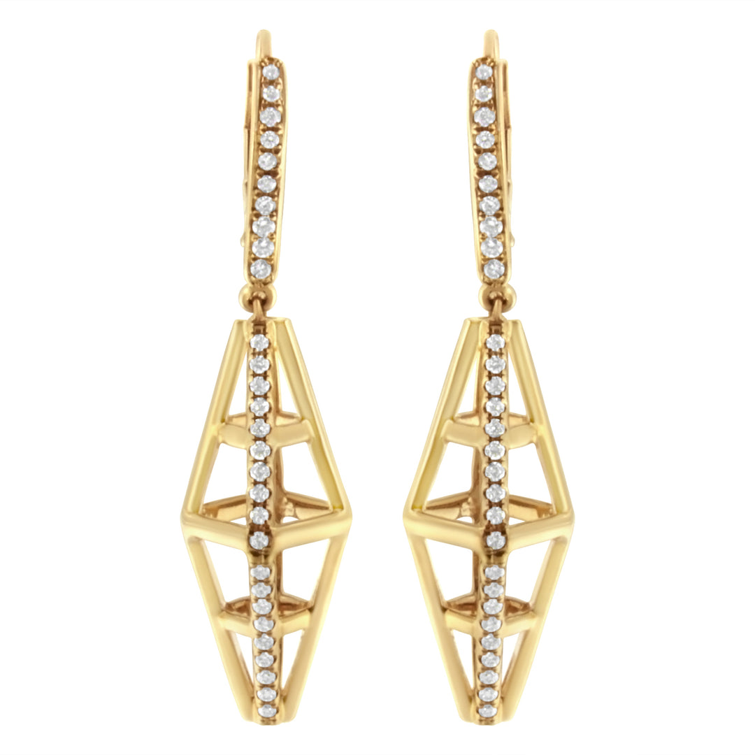 14K Yellow Gold 5/8 Cttw Diamond Geometrical Pillar Drop and Dangle Earrings (G-H Color, SI1-SI2 Clarity)