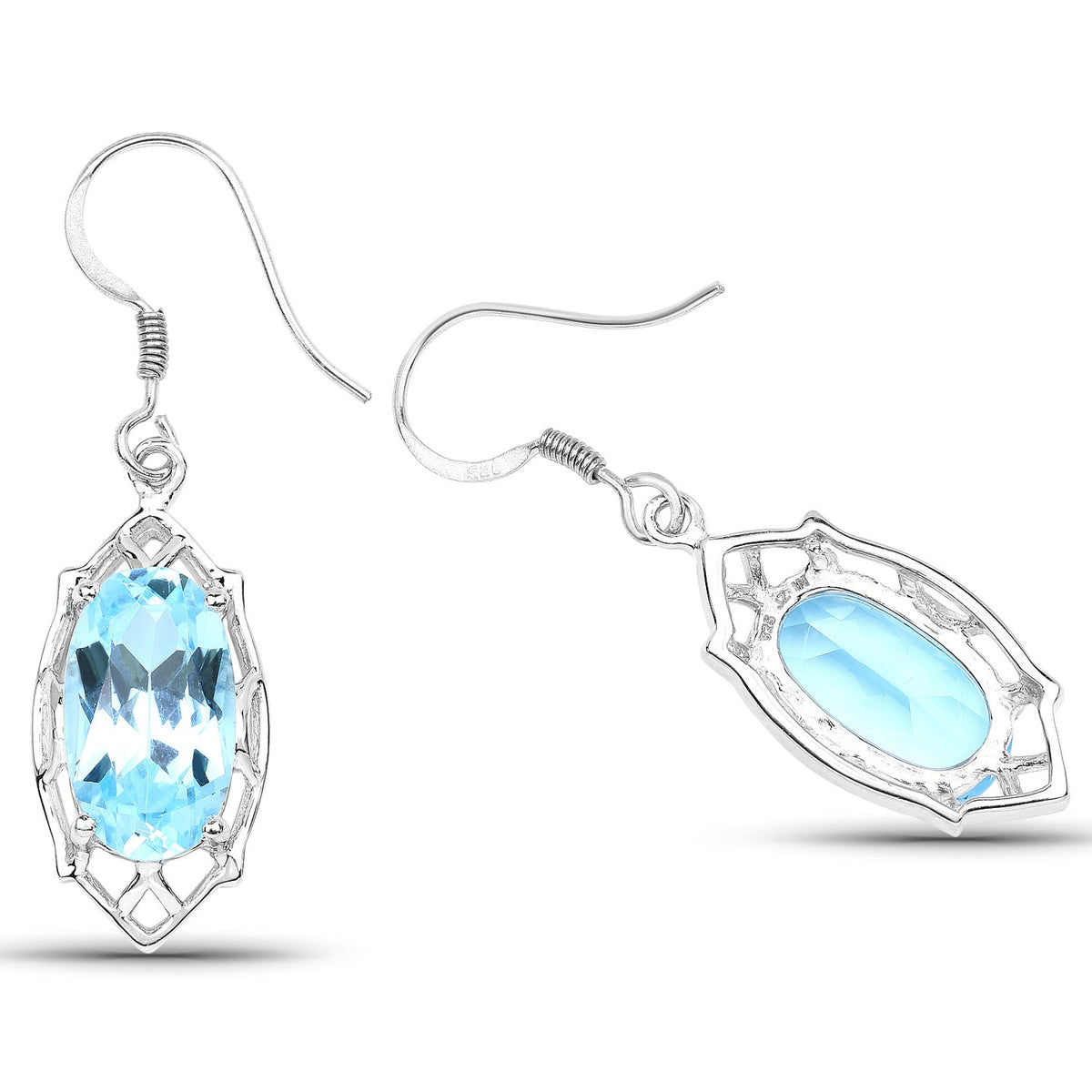 Pendientes de plata esterlina .925 con topacio azul genuino de 13,68 quilates