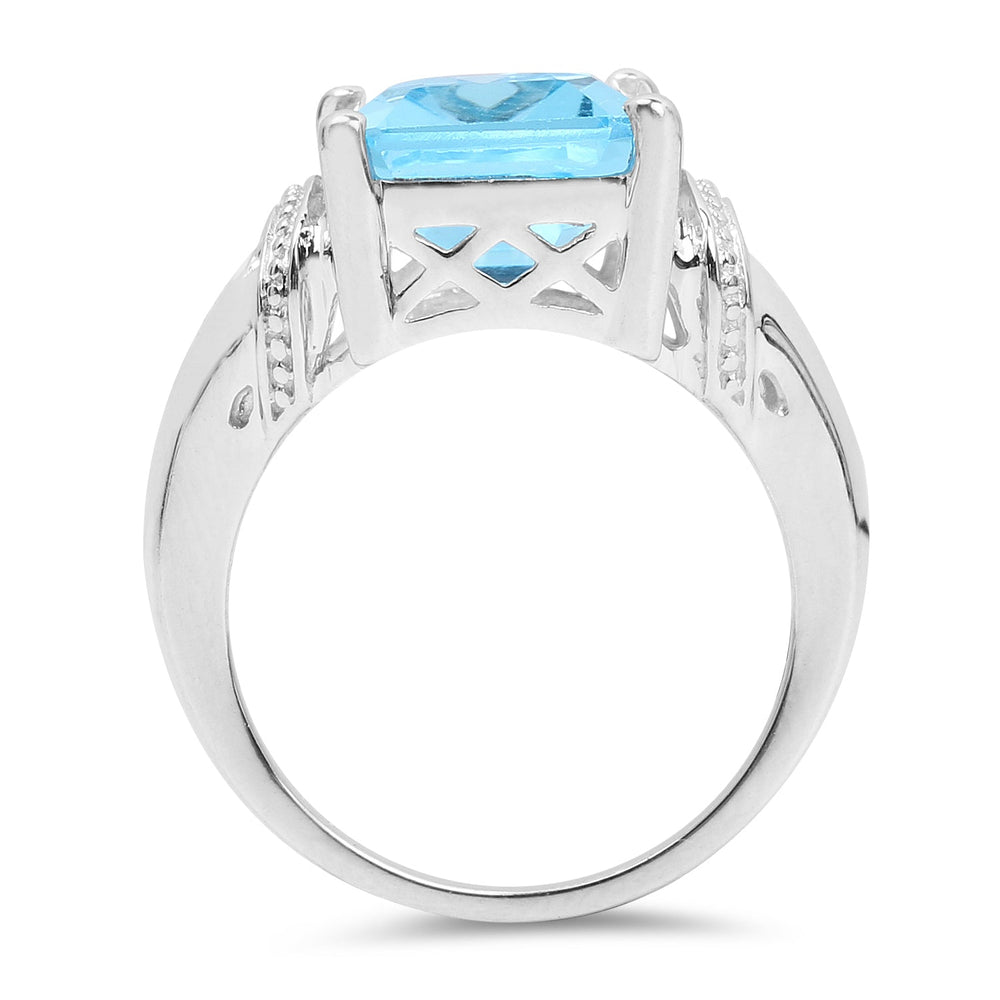 8.89 Carat Genuine Swiss Blue Topaz .925 Sterling Silver Ring