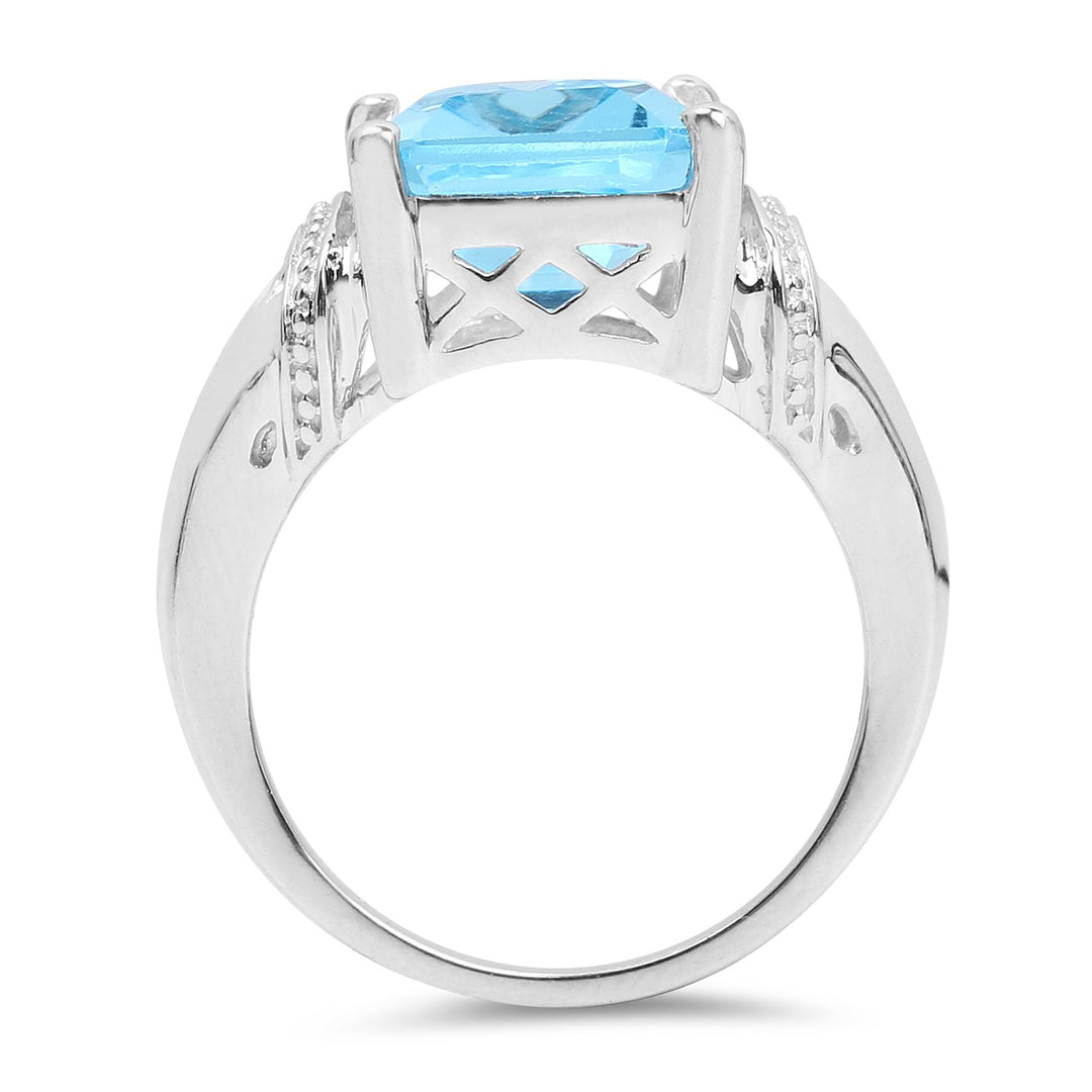 8.89 Carat Genuine Swiss Blue Topaz .925 Sterling Silver Ring
