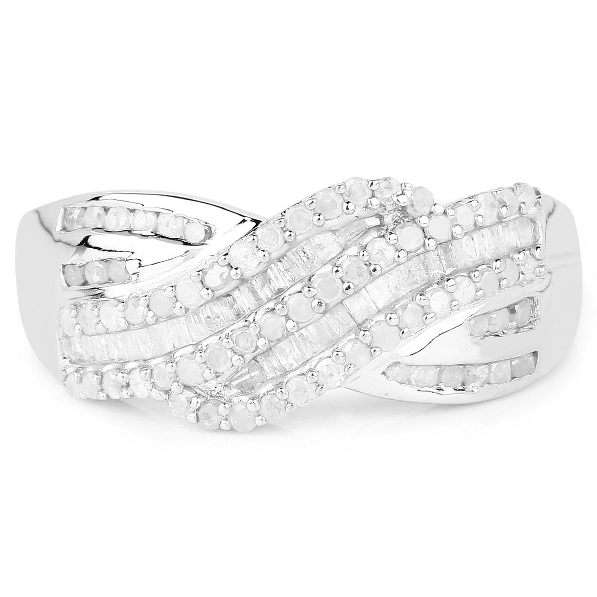 Anillo de plata de ley .925 con diamante blanco auténtico de 0.64 quilates