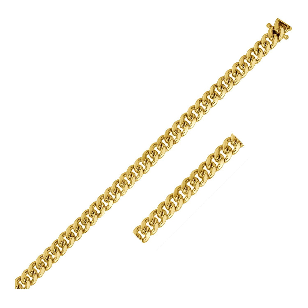 Cadena Cubana Clásica Sólida de Oro Amarillo de 14k y 5.0mm