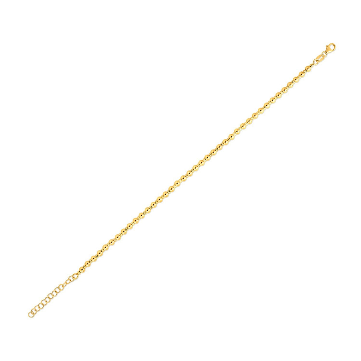 Pulsera de Oro Amarillo de 14k con Cuentas Espaciadas (3.00 mm)