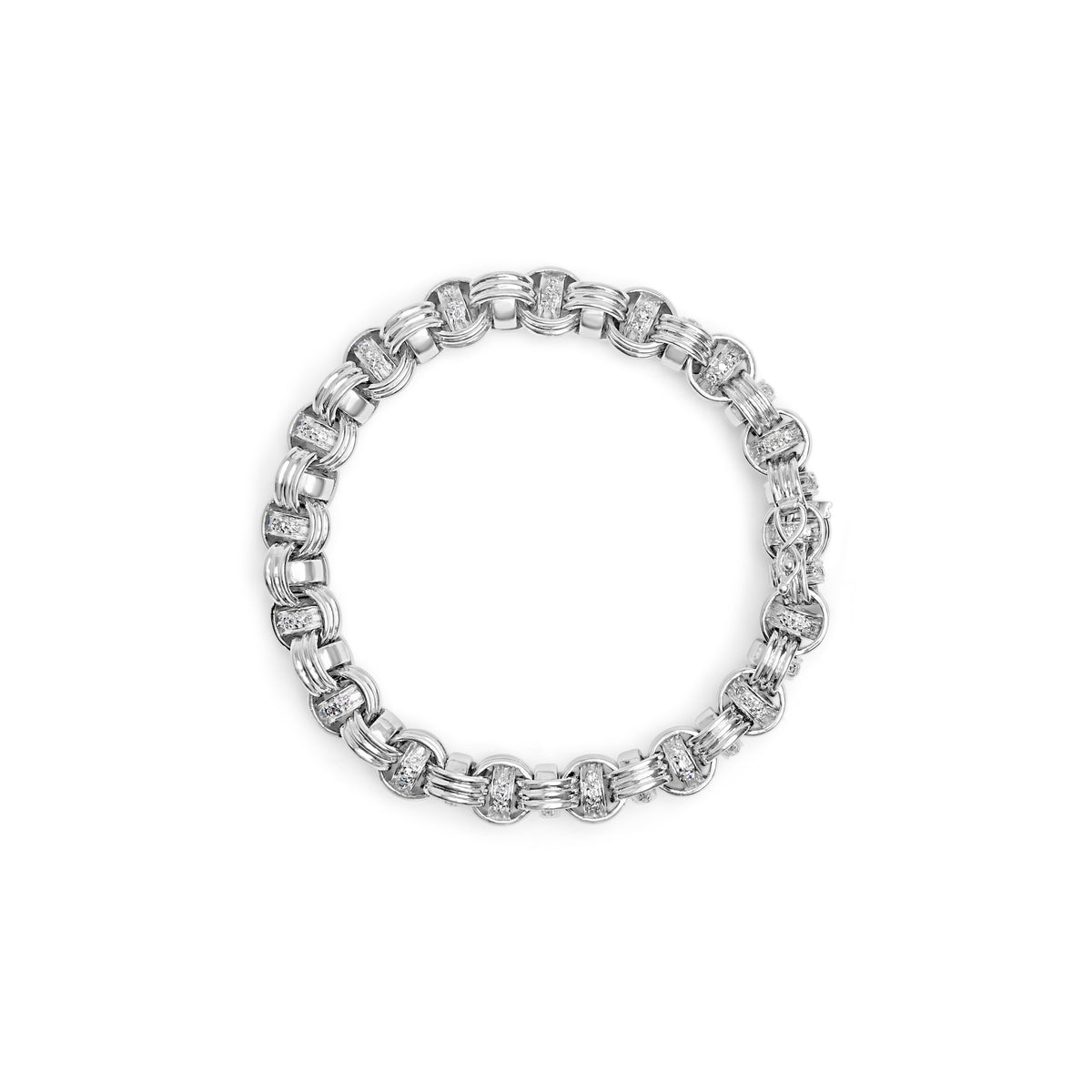 Pulsera eslabones bizantinos anudados de oro blanco de 14K con diamantes de 1/2 Cttw (color H-I, claridad I2-I3) - 7 pulgadas