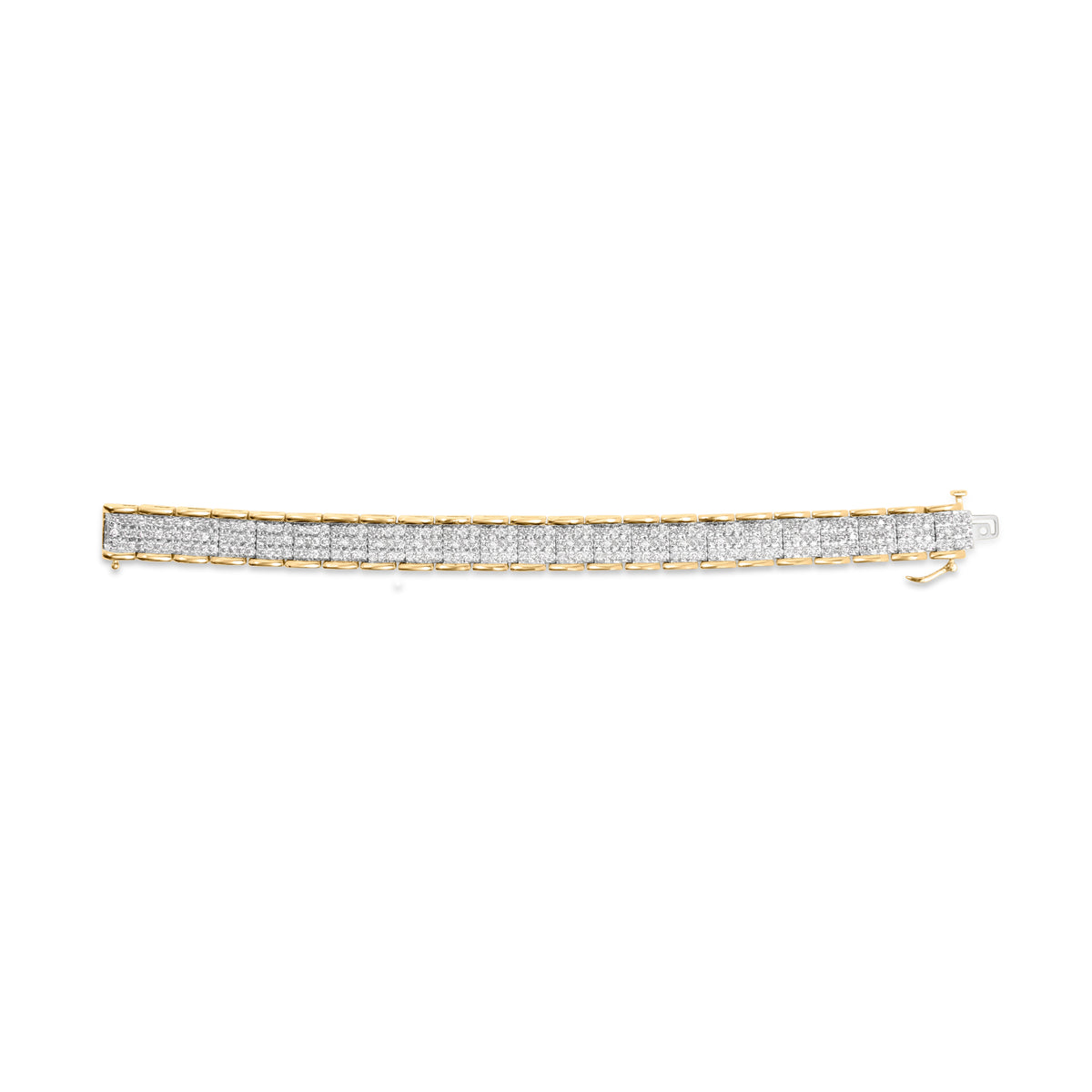 Pulsera de 7" con eslabones de oro amarillo de 10 quilates y diamantes de corte redondo de 5,00 quilates en total (color J-K, claridad I1-I2)