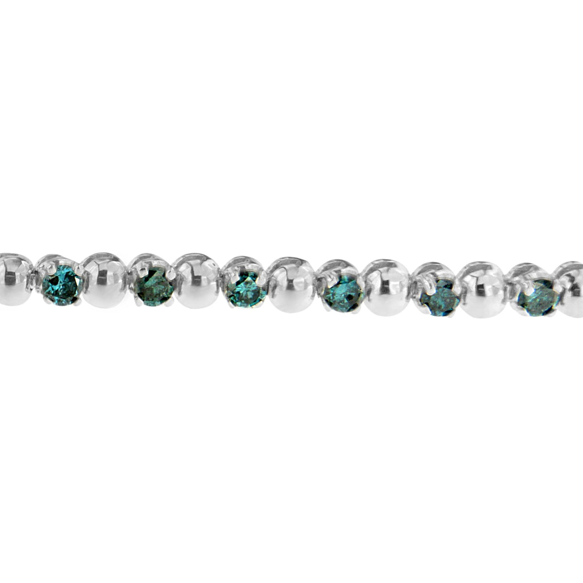 Pulsera de diamantes azules de corte redondo de oro blanco de 14 quilates (3,00 quilates en total, color azul, claridad)