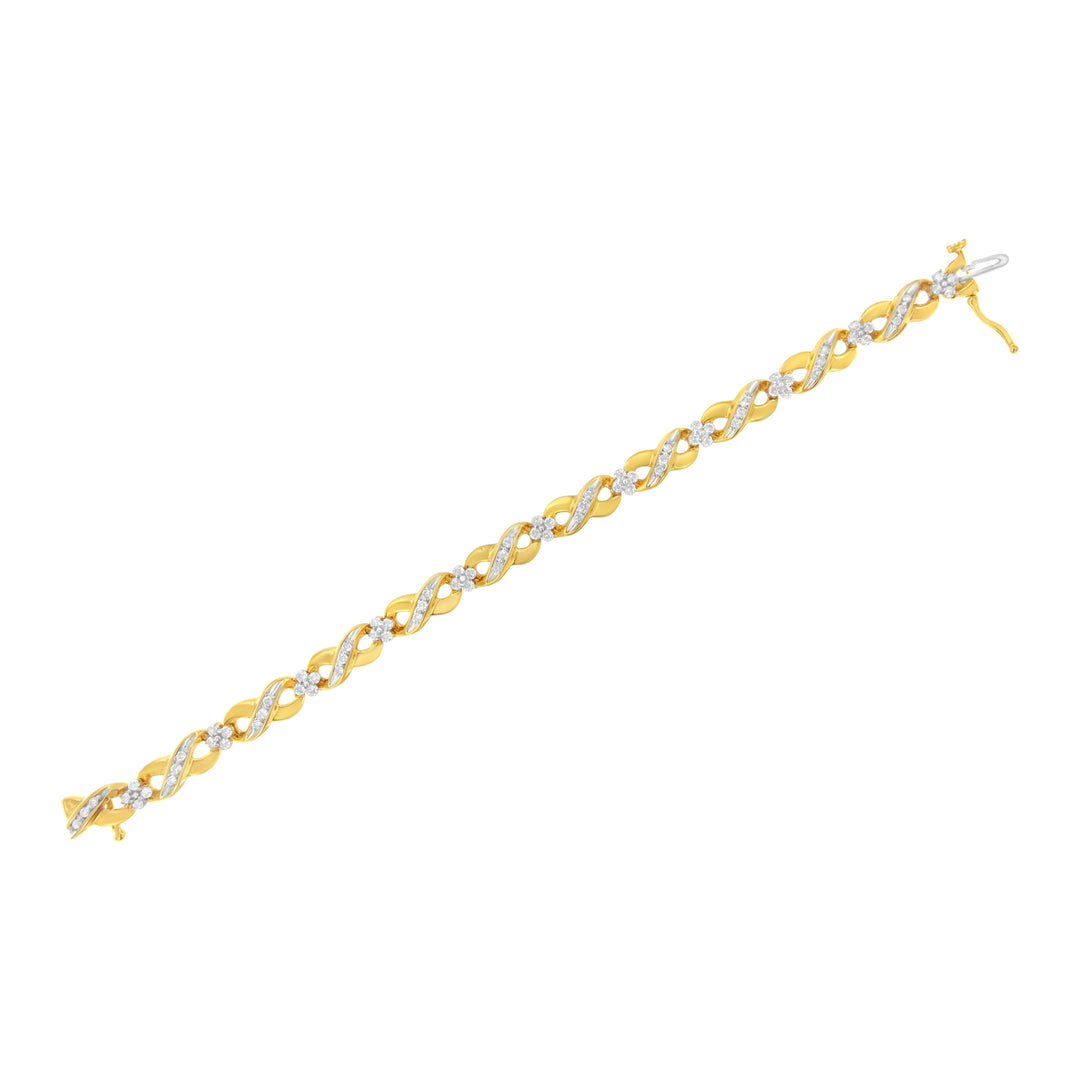 10K Yellow Gold Round-Cut Diamond Infinite Love Bracelet (1.00 cttw, I-J Color, I2-I3 Clarity)