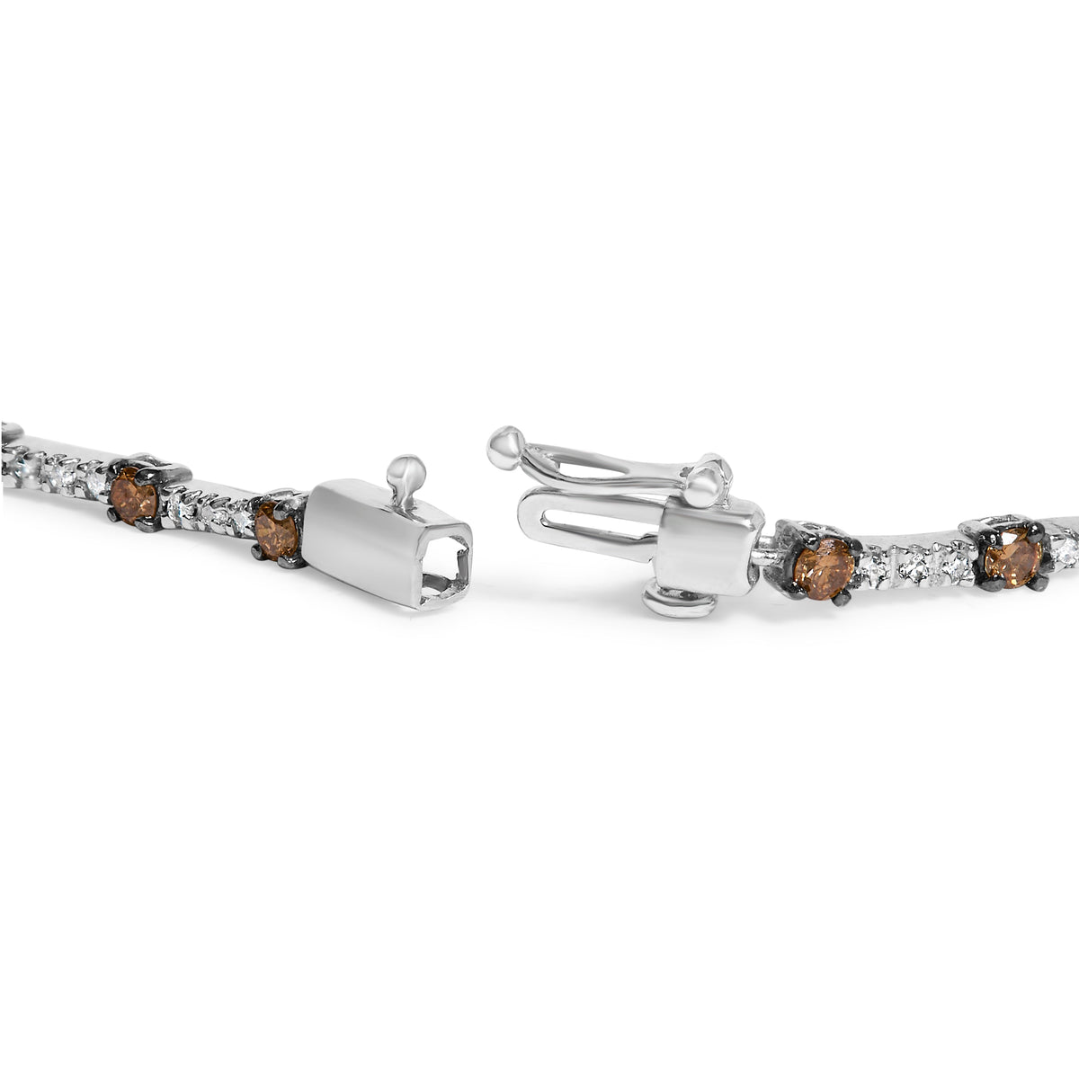 Pulsera de 7" de oro blanco de 14k con barra de diamantes de color champán de 2 1/4 Cttw (color champán, claridad I1-I2)