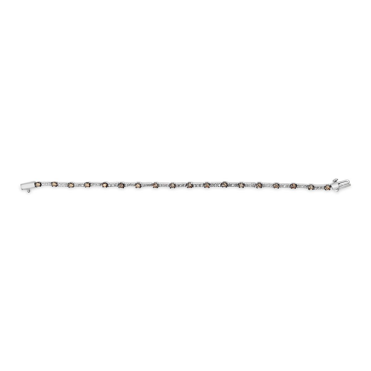 Pulsera de 7" de oro blanco de 14k con barra de diamantes de color champán de 2 1/4 Cttw (color champán, claridad I1-I2)