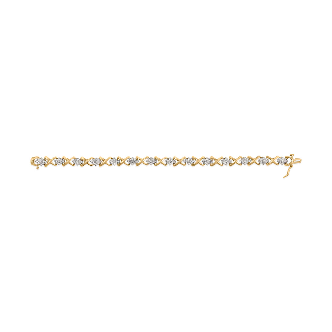 10k Yellow Gold Plated .925 Sterling Silver 2.00 Cttw Round-Cut Diamond Link 7" Bracelet (H-I Color, I2-I3 Clarity)