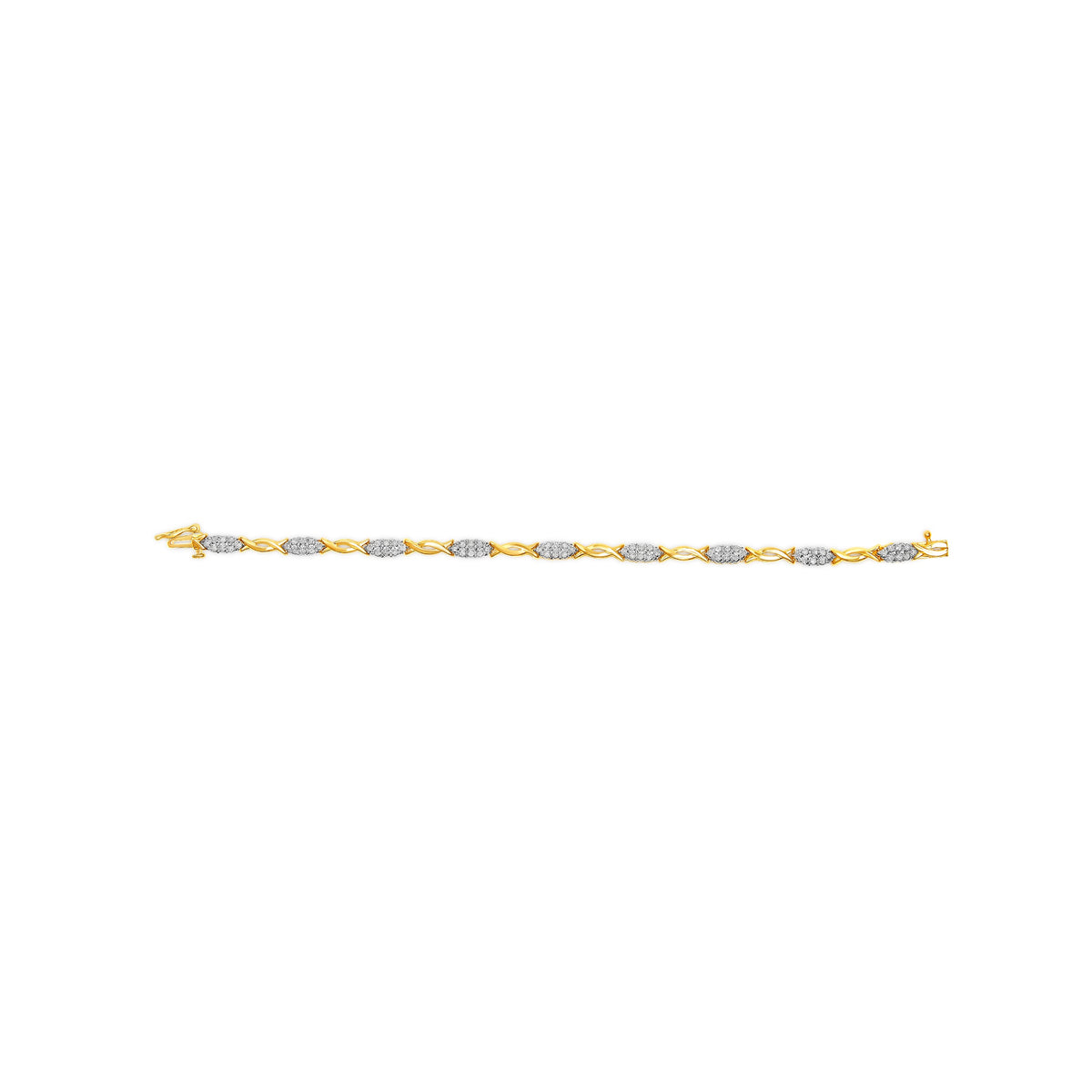 Pulsera de eslabones en espiral de oro amarillo de 10 qt con diamantes de talla redonda de 1,00 TCW y 17,78 cm (Color H-I, Claridad I2-I3)