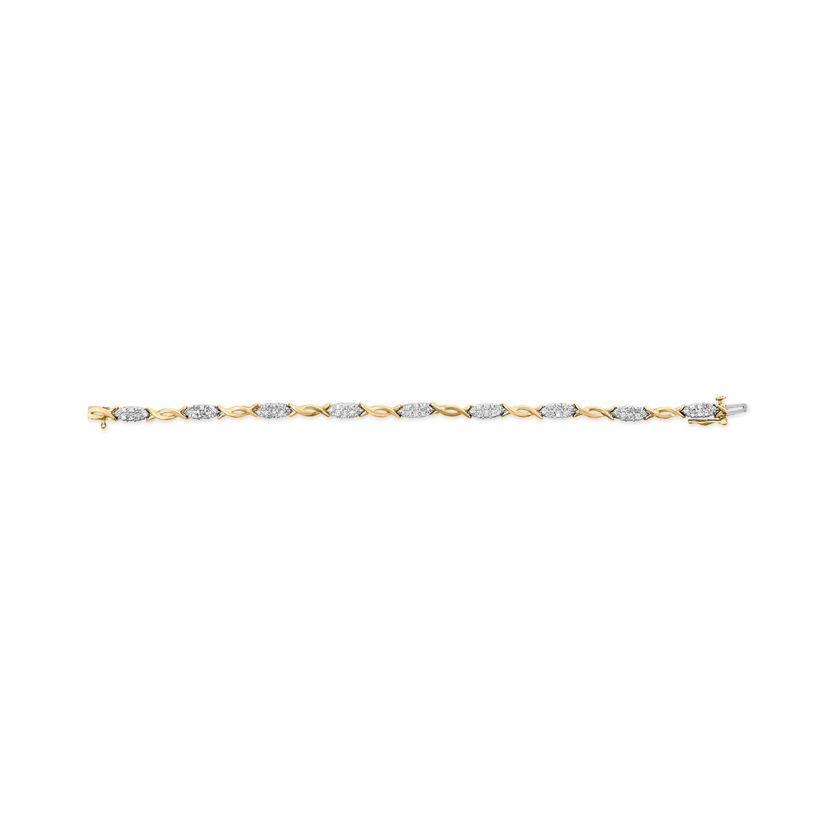 Pulsera de eslabones en espiral de oro amarillo de 10 qt con diamantes de talla redonda de 1,00 TCW y 17,78 cm (Color H-I, Claridad I2-I3)