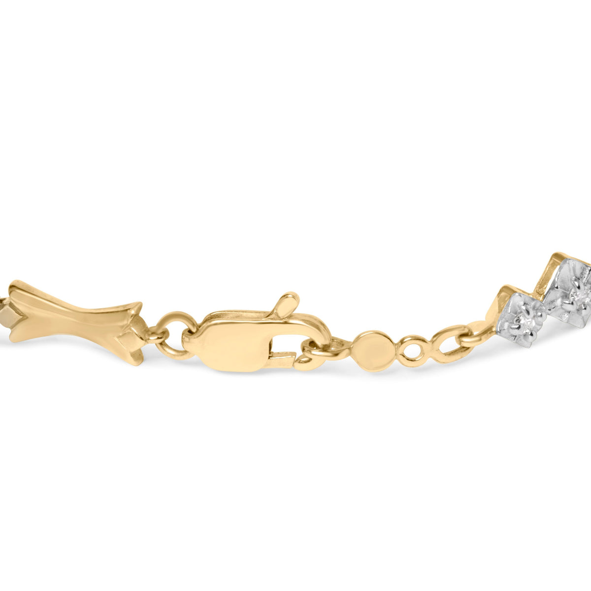 Pulsera de oro de 10k con diamantes de 1/3 Cttw con engaste milagro de barras y eslabones alternados (color I-J, claridad I1-I2) - 7.75 pulgadas