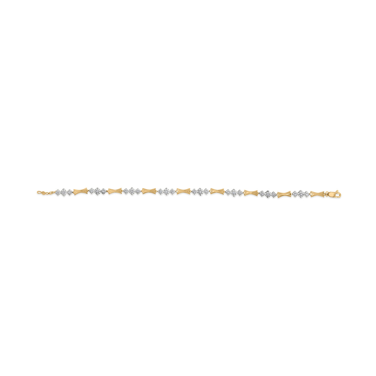 Pulsera de oro de 10k con diamantes de 1/3 Cttw con engaste milagro de barras y eslabones alternados (color I-J, claridad I1-I2) - 7.75 pulgadas