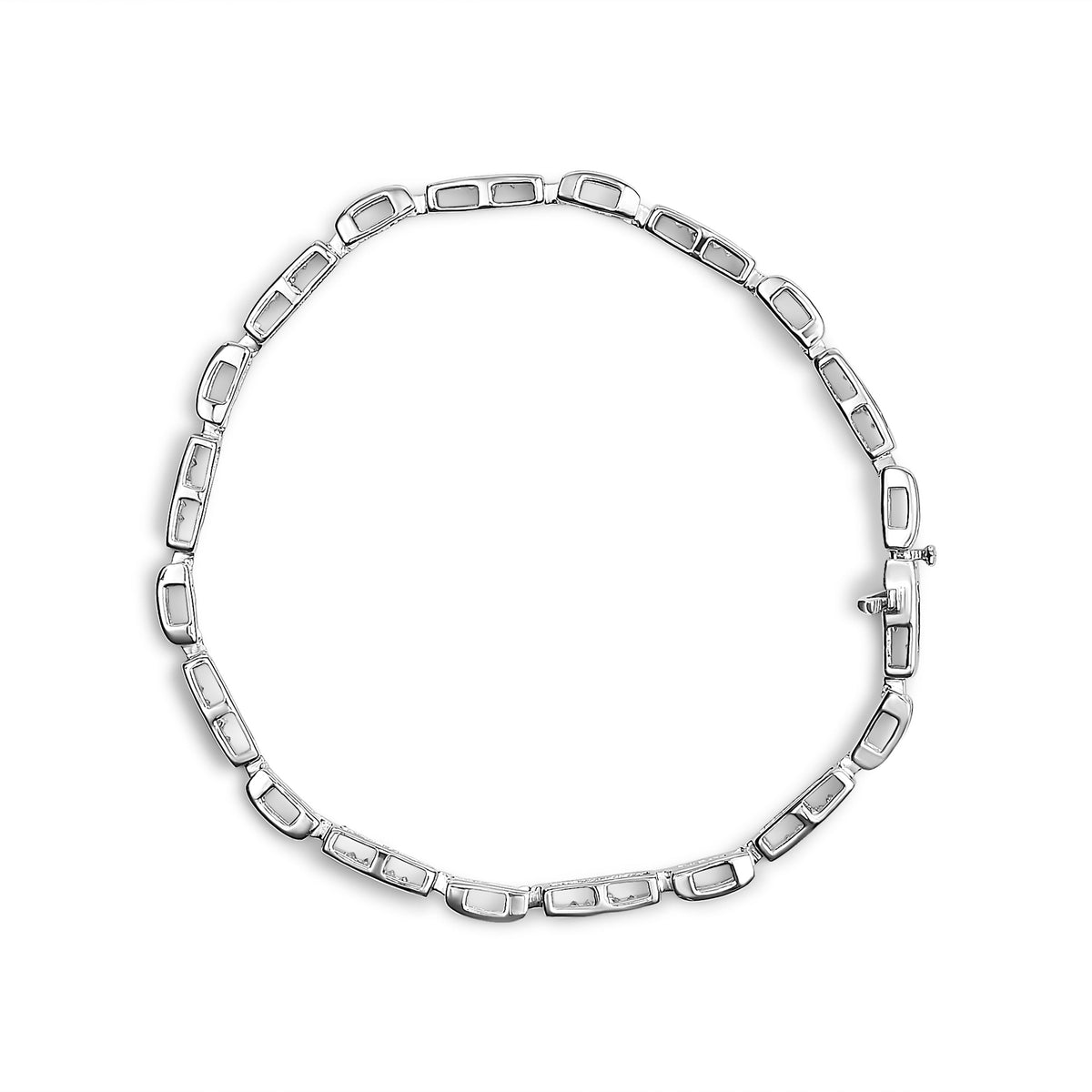 Pulsera de tenis de oro blanco de 14 quilates con diamantes de corte princesa de 1,0 quilates engastados invisibles, estaciones alternas y eslabones (color I-J, claridad I1-I2) - Tamaño 7,25" pulgadas