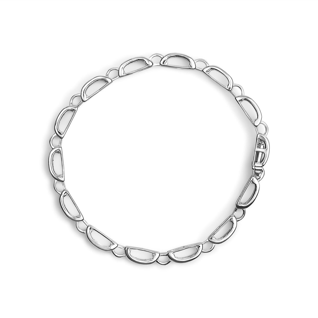 Pulsera de eslabones con diamantes de corte princesa de 1,00 quilates en oro blanco de 14 quilates (color I-J, claridad I1-I2) - Talla 7,25