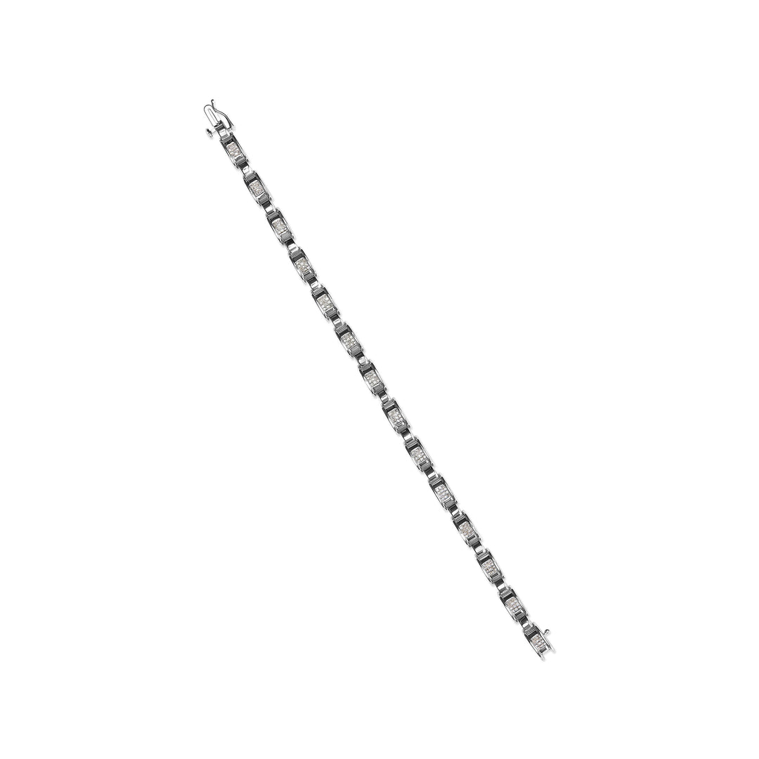 Pulsera de eslabones con diamantes de corte princesa de 1,00 quilates en oro blanco de 14 quilates (color I-J, claridad I1-I2) - Talla 7,25