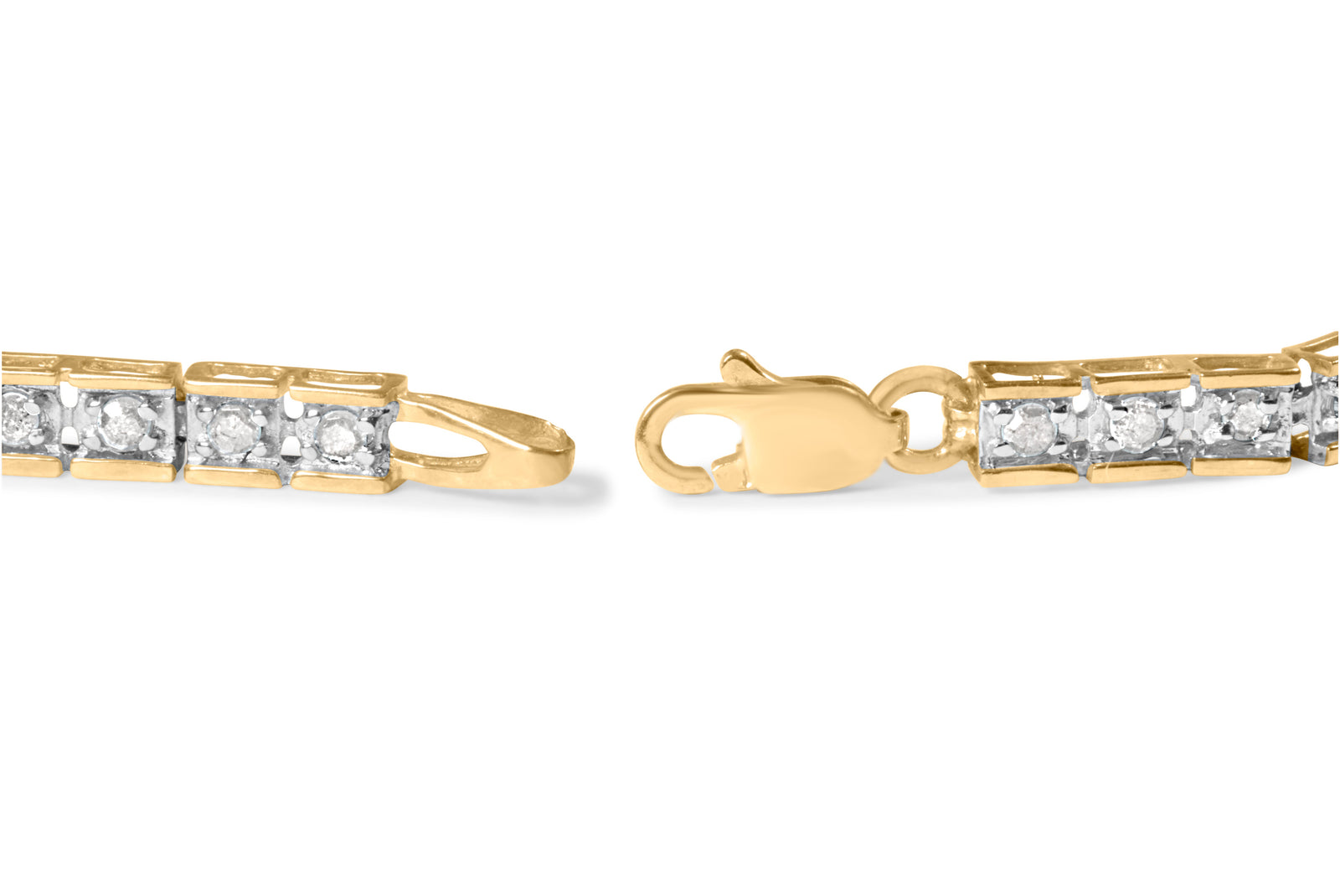 10K Yellow Gold 1.0 Cttw Round Diamond Pave Link Bracelet