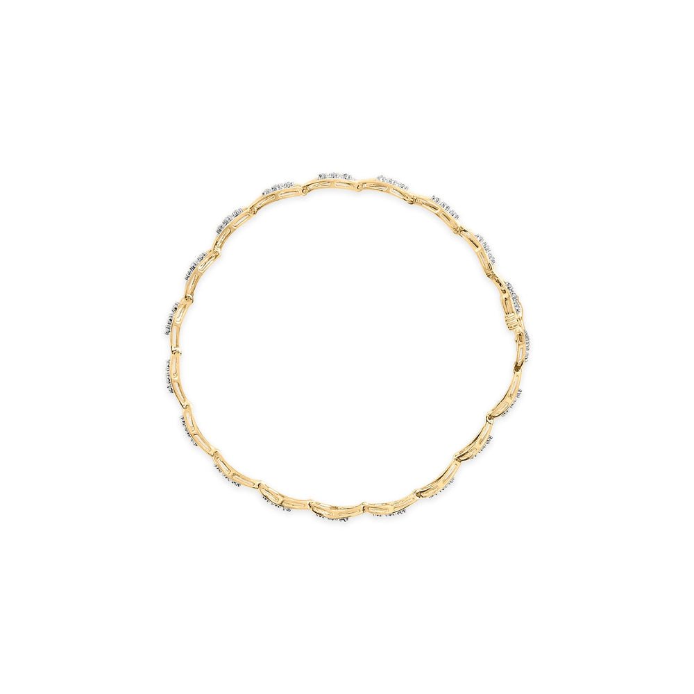 Pulsera de eslabones de oro amarillo de 10 quilates con diamantes de 1/3 Cttw de 3 piedras con diseño de lágrima (color I-J, claridad I1-I2) - 7.25 pulgadas