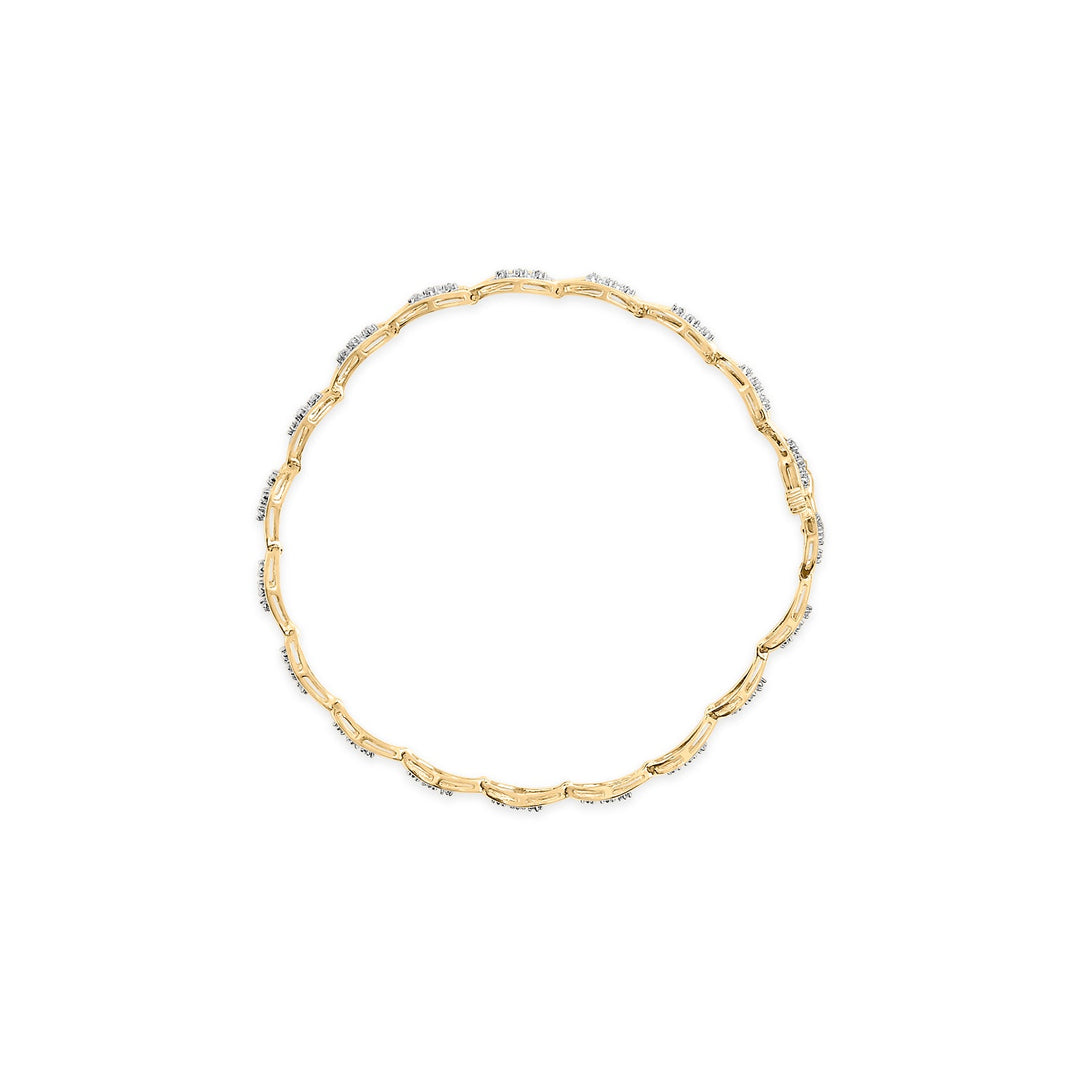 Pulsera de eslabones de oro amarillo de 10 quilates con diamantes de 1/3 Cttw de 3 piedras con diseño de lágrima (color I-J, claridad I1-I2) - 7.25 pulgadas