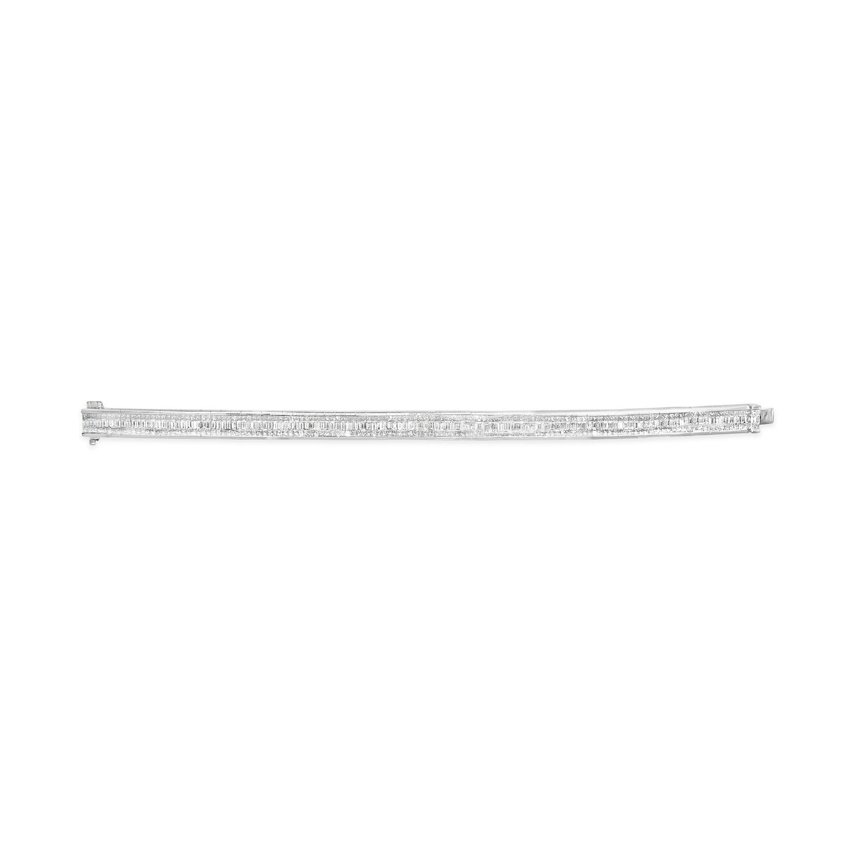Brazalete tipo tenis de oro blanco de 14 quilates con diamantes talla princesa y baguette de 7 7/8 quilates, línea eterna (color G-H, claridad SI1-SI2) - 7 pulgadas