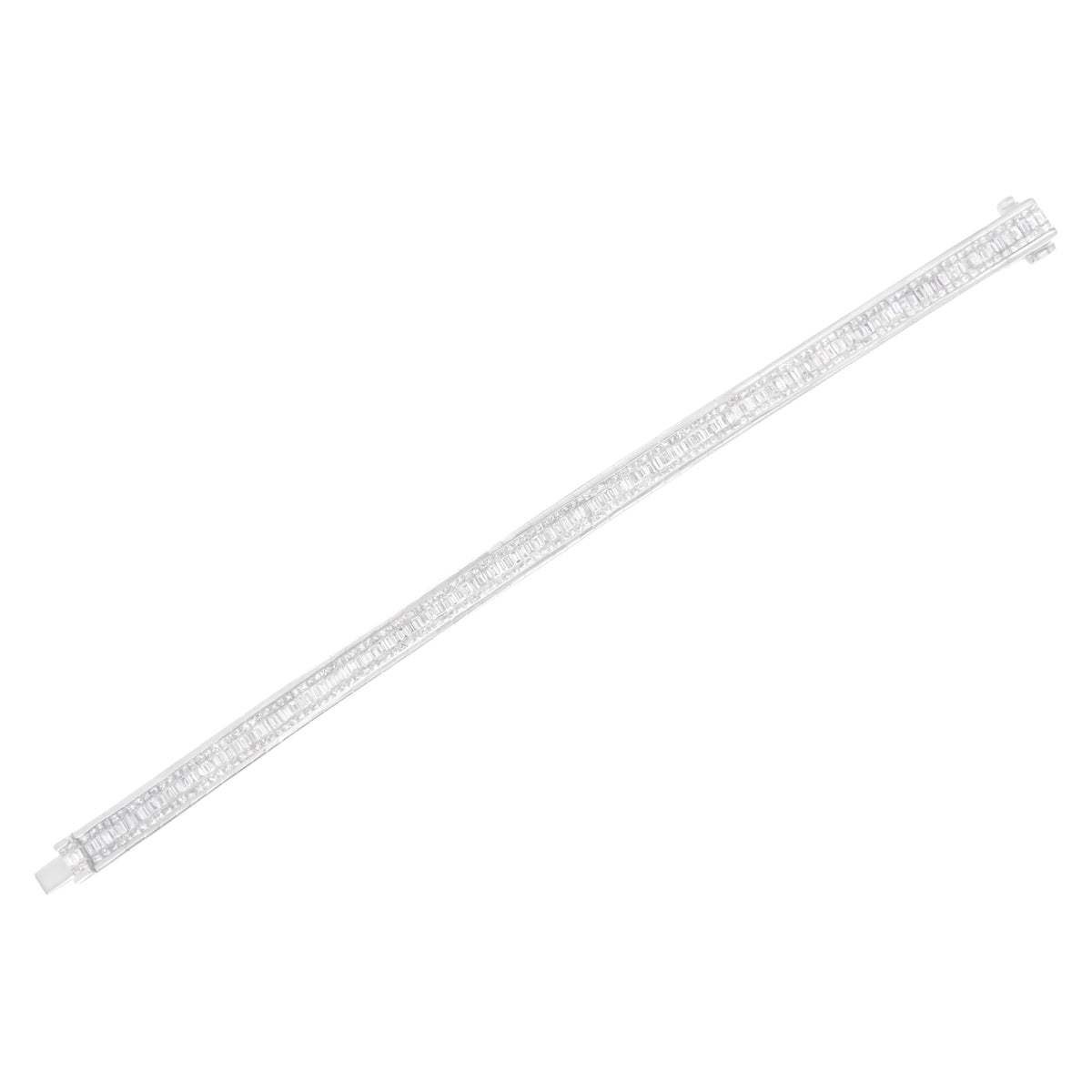 Brazalete tipo tenis de oro blanco de 14 quilates con diamantes talla princesa y baguette de 7 7/8 quilates, línea eterna (color G-H, claridad SI1-SI2) - 7 pulgadas