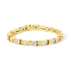 14K Yellow Gold 7.0 Cttw Baguette Cut Diamond Alternating Box and Wave Link Bracelet (G-H Color, VS1-VS2 Clarity) - 7