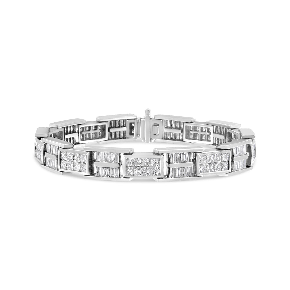 Pulsera de eslabones de panel con diamantes de oro blanco de 14K y 10 5/8 Cttw - 7 pulgadas