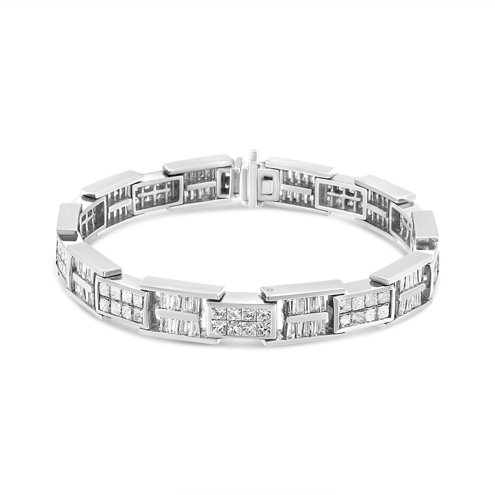 Pulsera de eslabones de panel con diamantes de oro blanco de 14K y 10 5/8 Cttw - 7 pulgadas