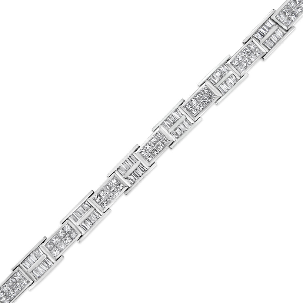 Pulsera de eslabones de panel con diamantes de oro blanco de 14K y 10 5/8 Cttw - 7 pulgadas